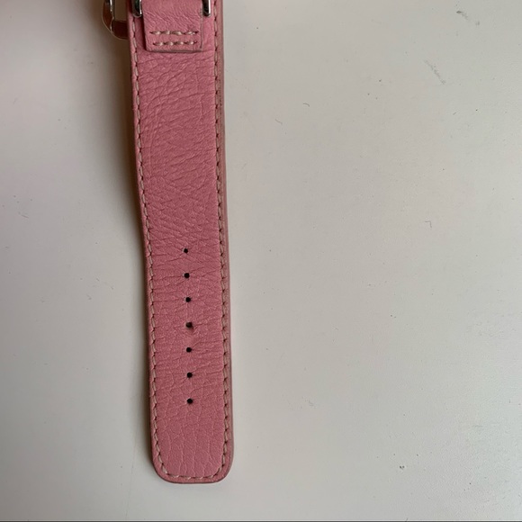 Auth Fossil pink leather “a” bracelet cuff - Picture 6 of 10